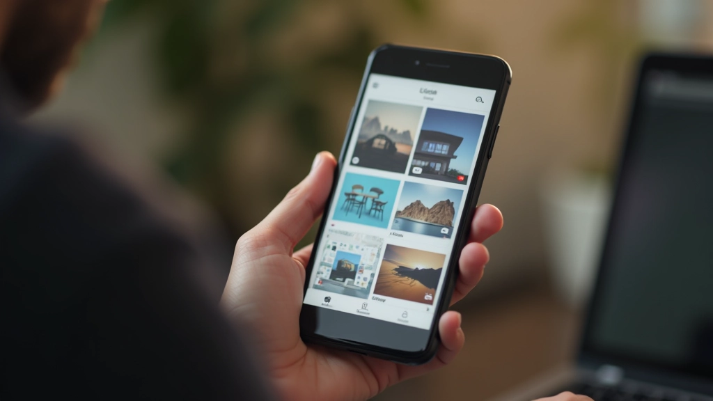 Mobilní design portfolia zobrazený na chytrém telefonu